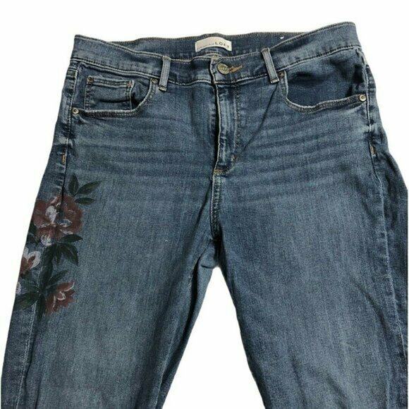 LOFT Womens Jeans Size 30 Size 10 Floral Distressed Skinny Raw Hem Ankle Denim - Picture 8 of 9